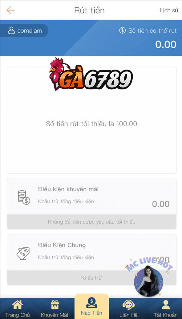 Điền số tiền rút Điền số tiền rút